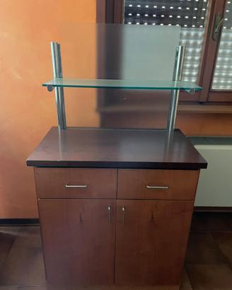 MOBILETTO legno con ripiano in vetro