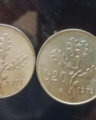 Monete 20 Lire dal 1969 1970 1971 1972 1973 1975