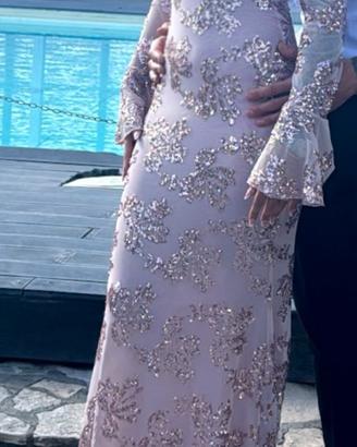 Vestito a sirena rosa brillantinato