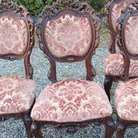 4 sedie barocche in velluto rosso