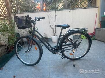 Bici città ELOPS 120 telaio basso azzurra