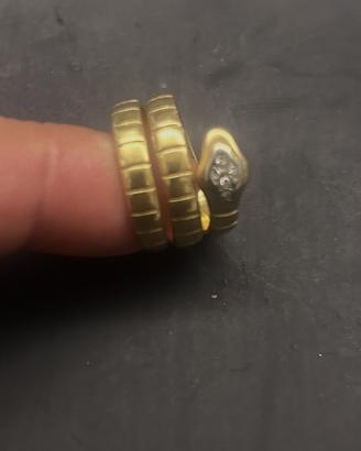 Anello oro 18 k serpente e diamanti