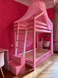 Letto a castello artigianale rosa