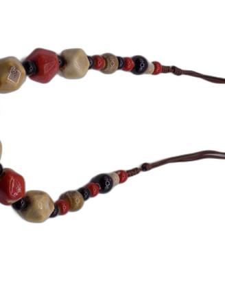Collana donna (N8) con Perle, Rosso, Beige e Nero,