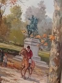  Tela Scena Equestre Firmato R. Fandino