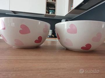 Ciotole colazione ikea bianche e rosa con cuori