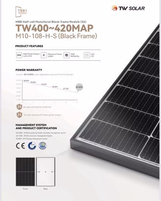 1 bancale (36pz) di PANNELLI FOTOVOLTAICI 410W