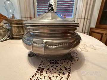 Biscottiera in peltro antico anni 50