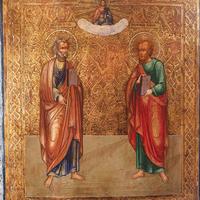 Antica icona russa Santi Pietro e Paolo