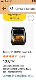 Friggitrice ad aria tower t17039 con girarrosto