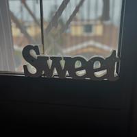 Decorazione da tavolo in legno rosa/bianco “sweet”