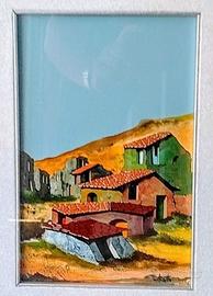 Quadro le case, dipinto e firmato Riccardo Ratto.