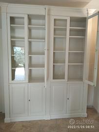 libreria in abete laccato 8 ante vetro pannello