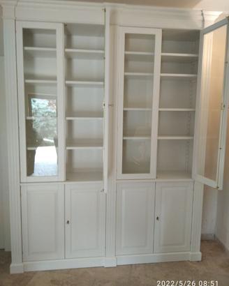 libreria in abete laccato 8 ante vetro pannello