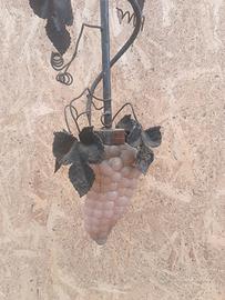 lampadario vintage ferro battuto e vetro 