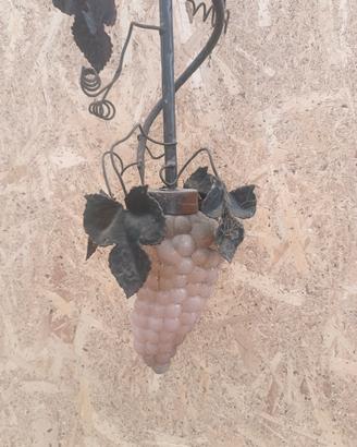 lampadario vintage ferro battuto e vetro 