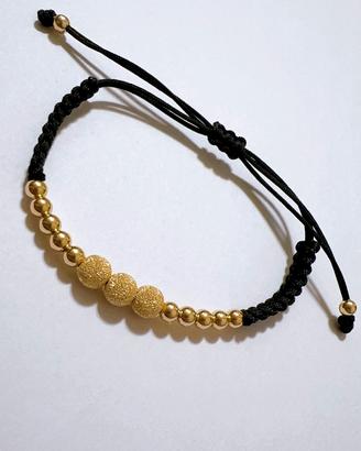 Bracciale marinara in stoffa e sfere oro 18kt 750