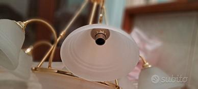 Lampadario oro con 6 luci e plafoniera