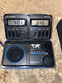 Mini Radio Philips travel doppio orologio