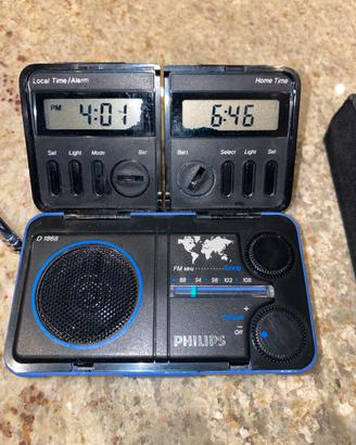 Mini Radio Philips travel doppio orologio