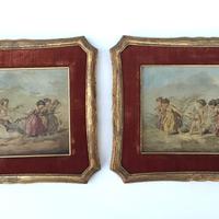 Gioco di putti - coppia dipinti olio su tela