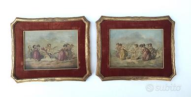 Gioco di putti - coppia dipinti olio su tela