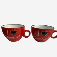 Coppia di tazze in ceramica rosso 450 ml