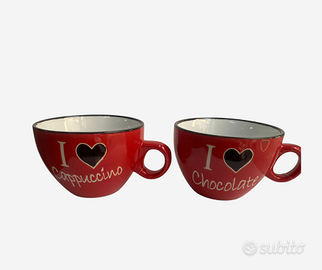 Coppia di tazze in ceramica rosso 450 ml