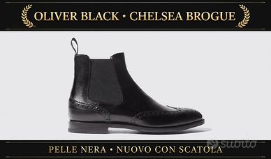 Scarosso Chelsea Brogue Neri Tg 43 NUOVI - Cuoio