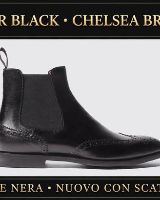 Scarosso Chelsea Brogue Neri Tg 43 NUOVI - Cuoio