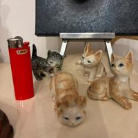 Lotto di 4 gatti in ceramica vintage anni 70/80