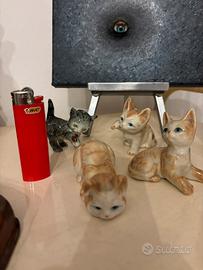 Lotto di 4 gatti in ceramica vintage anni 70/80