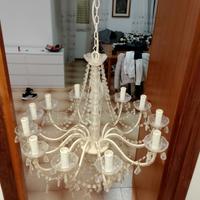 Lampadario con Perline Bianco 12 lampadine E14