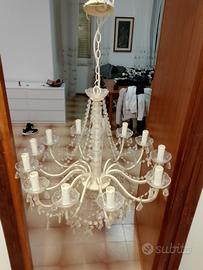 Lampadario con Perline Bianco 12 lampadine E14