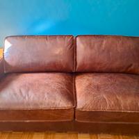 Divano vintage in pelle marrone 3 posti