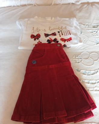 completo gonna in velluto bambina 5/6 anni 