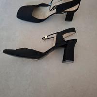 scarpe donna in tessuto nero con tacco t. 39