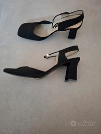 scarpe donna in tessuto nero con tacco t. 39