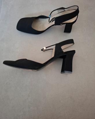 scarpe donna in tessuto nero con tacco t. 39
