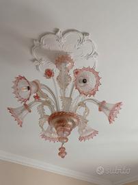 Lampadario vetro murano– lampade cadenti a fiore