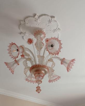 Lampadario vetro murano– lampade cadenti a fiore