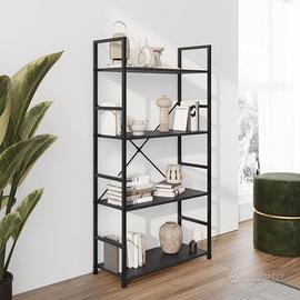 Libreria 58x112h cm in acciaio nero e legno rovere