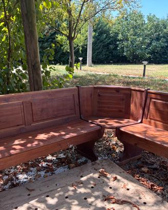 Panca legno masselll con tavolo e sedie