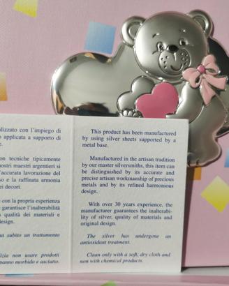 Diario nascita bambino con orsetto d argento