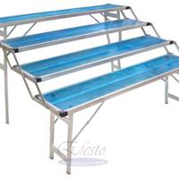 Banco espositore mercato a scala 4 ripiani .