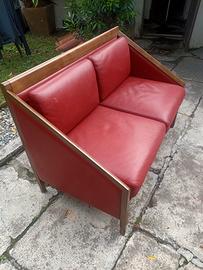 Divano Vintage 2 posti pelle anni 6O/70