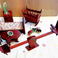 Cameretta culla altalena legno casa delle bambole
