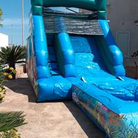 Gonfiabile acquatico con scivolo e piscina