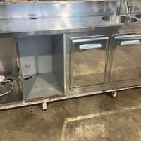 BANCO FRIGO REFRIGERATO 3 SPORTELLI + 2 LAVELLI