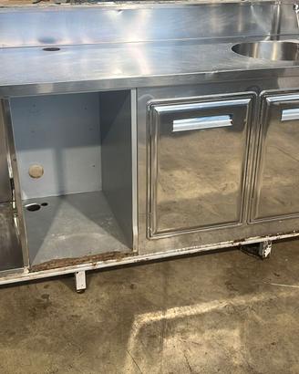 BANCO FRIGO REFRIGERATO 3 SPORTELLI + 2 LAVELLI